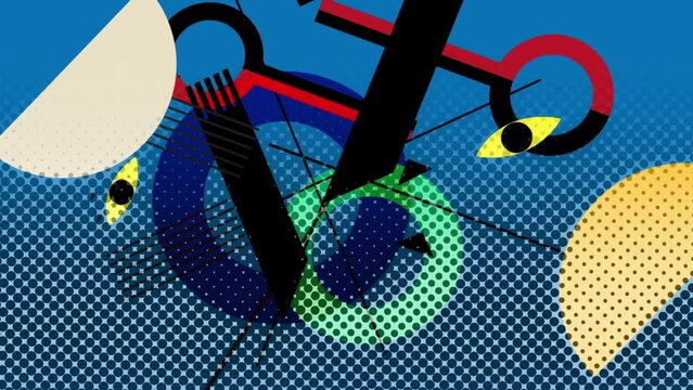animation - abstract minimalist geometric background with halftone effect