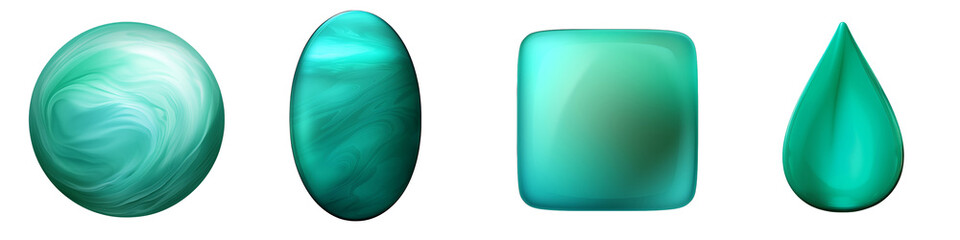 Greenish-Blue Turquoise Gemstone clipart collection, vector, icons isolated on transparent background