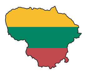 Fototapeta premium Lithuania Flag Silhouette Map