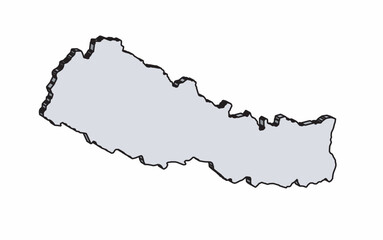 Nepal 3D Outline Map