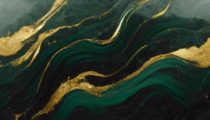 liquid green and golden background with light marble structure