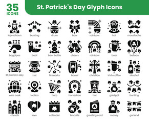 St Patrick's Day Glyph Icons Set