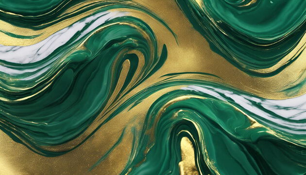 liquid green and golden background with light marble structure