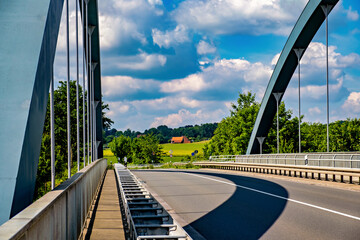 Bridge over highway and blue sky