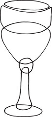 Cocktail glasses champagne wine drawing in flat line style lineart vector