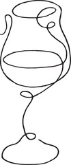 Cocktail glasses champagne wine drawing in flat line style lineart vector