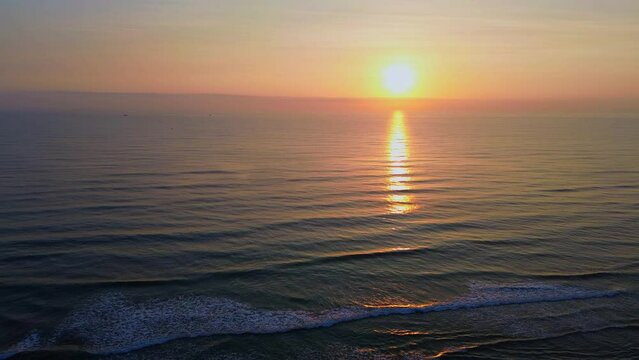 Sunrise seascape, aerial shot.