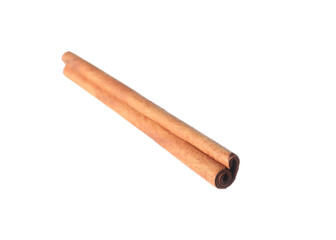One aromatic cinnamon stick isolated on white