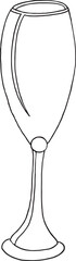 Cocktail glasses champagne wine drawing in flat line style lineart vector