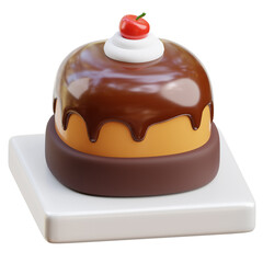 Chocolate cake slice 3d icon isolated White Background 3d rendering