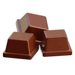 Chocolate cube 3d icon isolated White Background 3d rendering