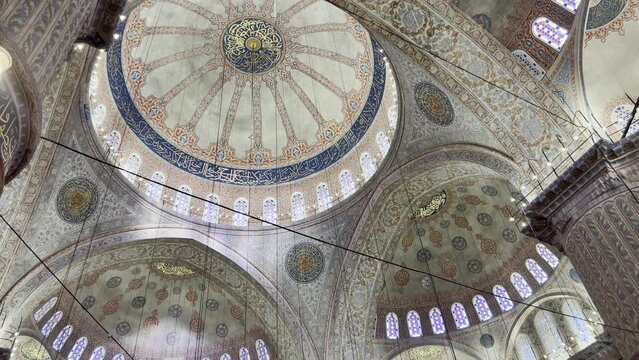 Sultanahmed Blue Mosque interior design with blue tiles