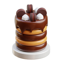 Chocolate cakes 3d icon isolated White Background 3d rendering