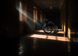 Wheelchair in the dark room