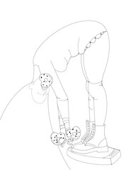 sketch of a beautiful woman on a white background outline of a woman coloring page with a woman outline of a girl with donuts and on scales