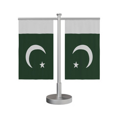 Table Stand with flags Pakistan 3d illustration