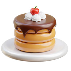 Chocolate pancake 3d icon isolated White Background 3d rendering