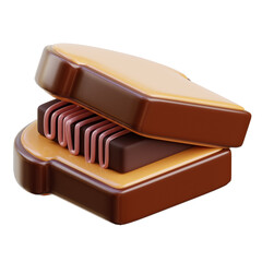 Ice cream sandwich 3d icon isolated White Background 3d rendering