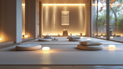Cozy meditative room for yoga, mindfulness and quiet contemplation.