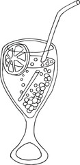 Continuous one line drawing cocktail line art vector illustration