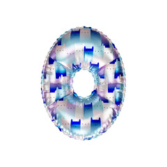 3D Helium Balloon Number 0 with Abstract multicolored Cat Texture