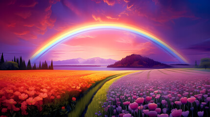 Abstract rainbow in the sky, rainbow illustration