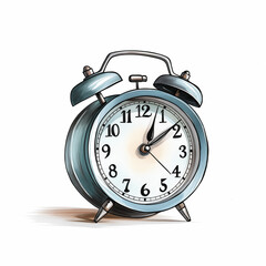Hand drawn cartoon alarm clock illustration

