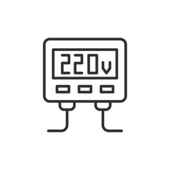 Inverter 12 - 220 V icon in line design. Inverter, 12V, 220V, Power, DC, AC, Voltage, Converter isolated on white background vector. Inverter 12 - 220 V editable stroke icon.