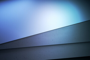Creative gradient blue geometric wallpaper. Landing page concept. 3D Rendering.