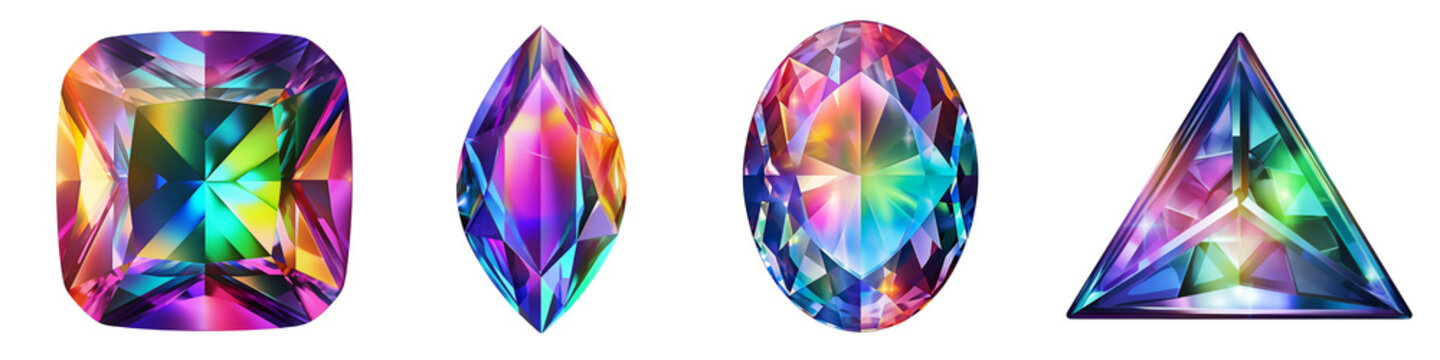 Mystic Topaz Gemstone clipart collection, vector, icons isolated on transparent background