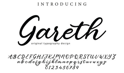 Gareth Font Stylish brush painted an uppercase vector letters, alphabet, typeface