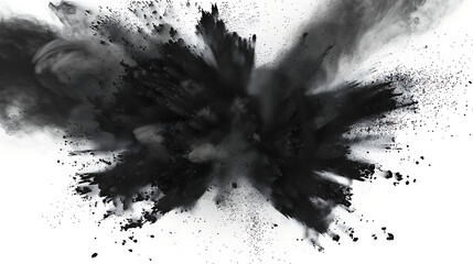 white explosion background black charcoal powder paint dust isolated abstract splash