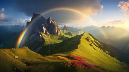 rainbow after rain, rainbow background - obrazy, fototapety, plakaty