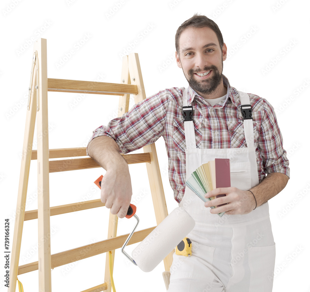 Wall mural professional painter posing and smiling