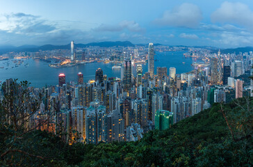 Hong Kong at evening view from peak