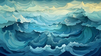 Cerulean Artistic Topographical Ocean Map Stylized Sea Depth Illustration, A topographical map, - obrazy, fototapety, plakaty