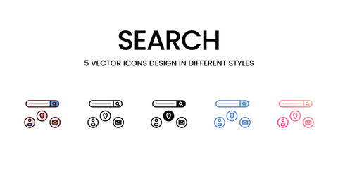 Search Icons set. Suitable for Web Page, Mobile App, UI, UX and GUI design, vector stock illustration