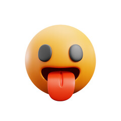 Fototapeta premium Face With Tongue 3d icon isolated White Background 3d rendering