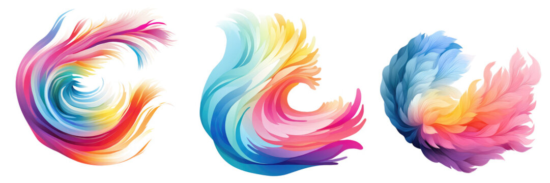 Plumes multicolored smoke move across , Isolated Transparent Background Images, PNG