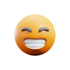 Beaming Face With Smiling Eyes 3d icon isolated White Background 3d rendering