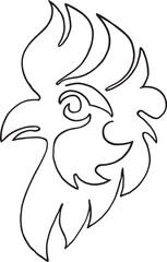 Naklejka premium Cock rooster bird logo icon continuous line art drawing vector illustration Hand drawn.
