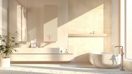 Modern Minimalist Bathroom Vanity with Clean Lines and Geometric Shapes for Elegant Interior Design