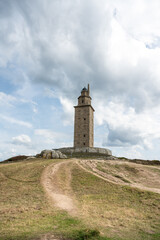 Fototapeta na wymiar Tower of Hercules lighthouse in A Coruna in Spain on the Spanish North Atlantic coast (Costa da Morte)