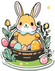 easter bunny with easter eggs