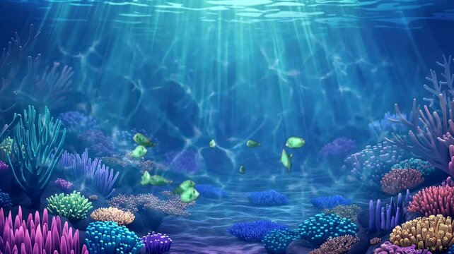 Coral reef and fishes. Seamless looping time-lapse 4k video animation background