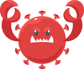 Vector illustration of virus with claws flat style icon