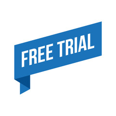 Blue Free Trial Ribbon Vector Design Template