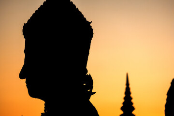 Light and shadow with Buddha statue