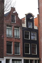 Fototapeta na wymiar Amsterdam Keizersstraat Brick House Facades Close Up, Netherlands