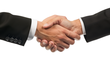 Two businessmen handshaking. Deal with a project.
